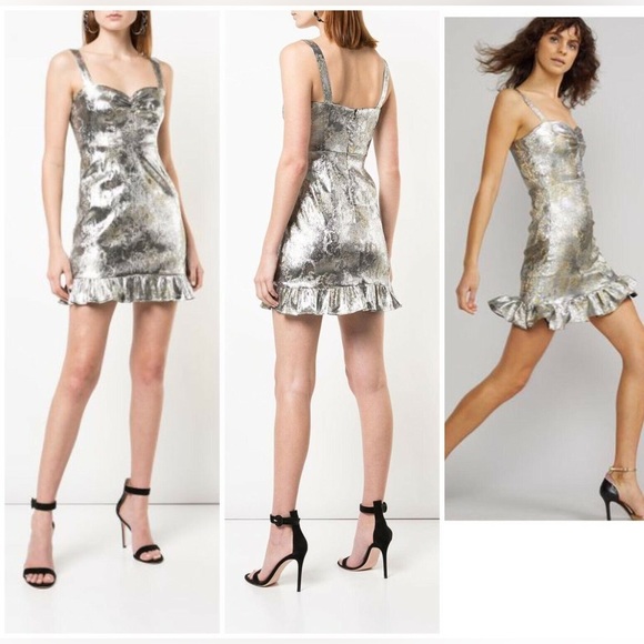✨ BNWT - Cynthia Rowley Gold Coast Metallic Brocade Mini Dress - Size 10 ✨ - Picture 4 of 7